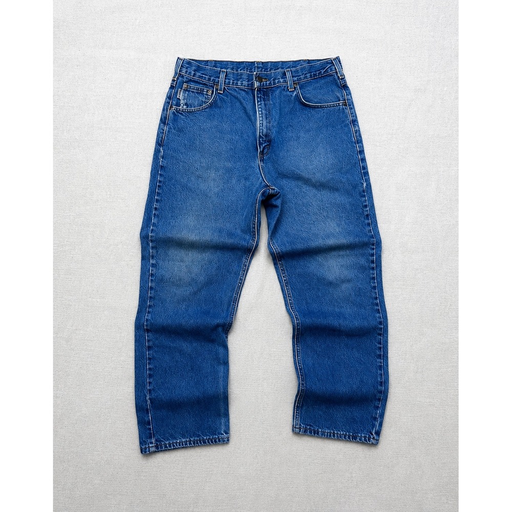 Carhartt Relaxed Fit Jeans Men's 34x30 Blue Straight Leg Denim Work Casual